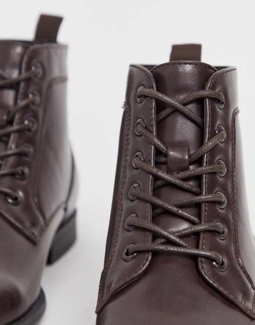 ASOS DESIGN - Bottines à lacets en similicuir - Marron - BROWN, 2 de 4