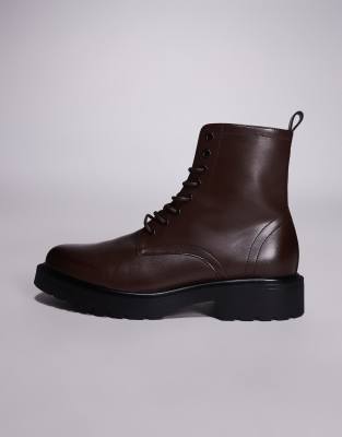 ASOS DESIGN - Bottines à lacets - Marron-Brown