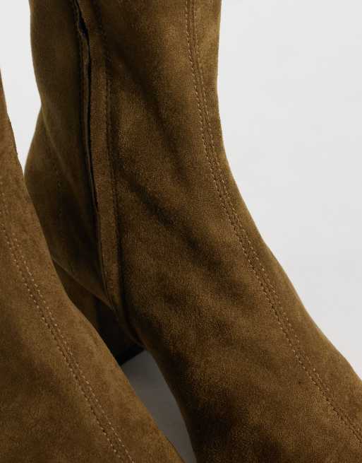 ASOS DESIGN bottines à talon carré Ronan en suédine olive, 4 de 4