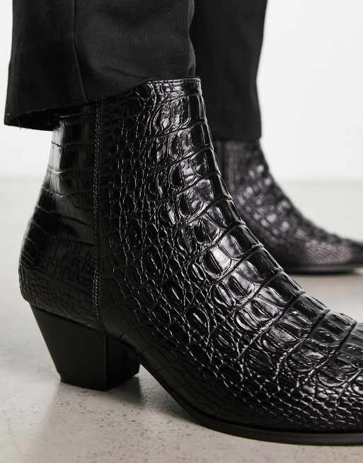 ASOS DESIGN Bottines a talon cubain imitation serpent Noir