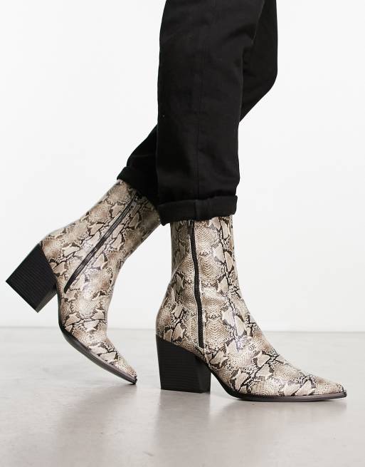 ASOS DESIGN Bottines talon en similicuir effet peau de serpent