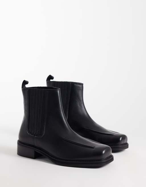 ASOS DESIGN - Bottines Chelsea à gousset dissimulé avec détails en cuir - Noir, 4 de 4