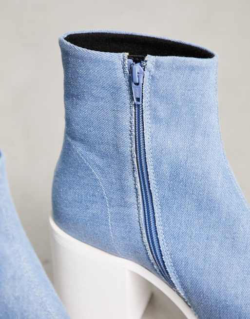 ASOS DESIGN Bottines chelsea talon avec semelle blanche Bleu jean