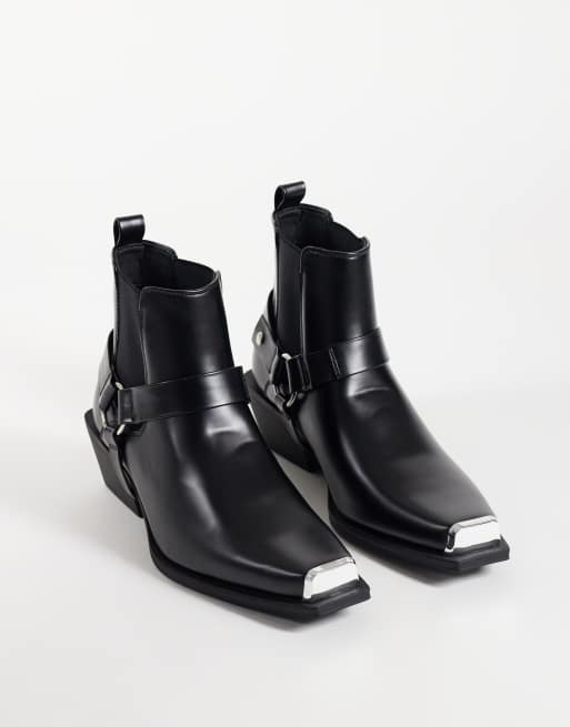 ASOS DESIGN bottines Chelsea à talon cubain et bride amovible en noir, 2 de 4