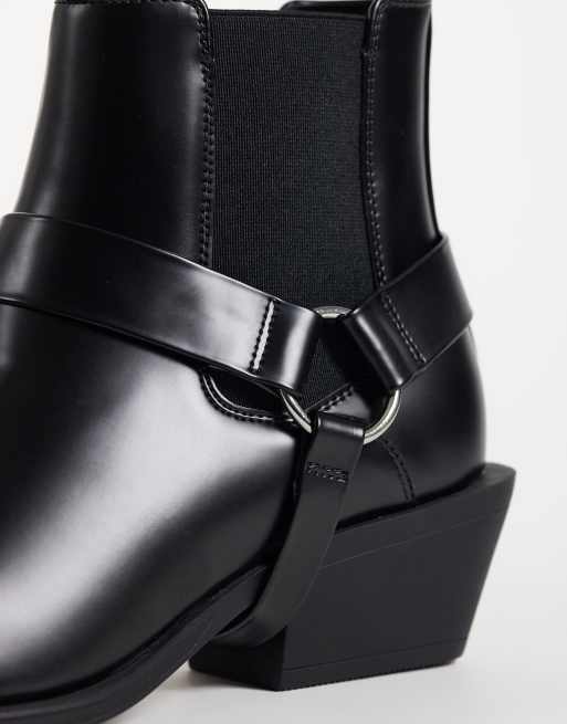 ASOS DESIGN bottines Chelsea à talon cubain et bride amovible en noir, 3 de 4