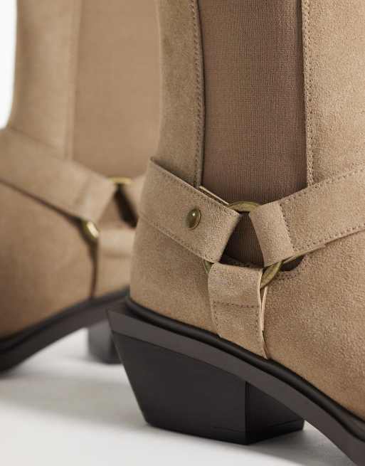 ASOS DESIGN - Bottines Chelsea à talon cubain et détail boucle - Taupe, 2 de 4