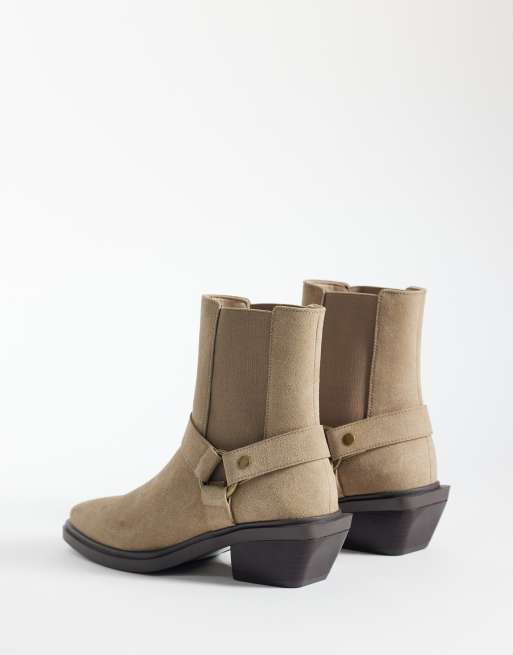 ASOS DESIGN - Bottines Chelsea à talon cubain et détail boucle - Taupe, 4 de 4