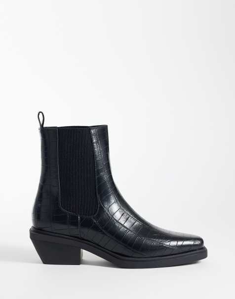 ASOS DESIGN - Bottines Chelsea à talon cubain - Noir croco - view 1