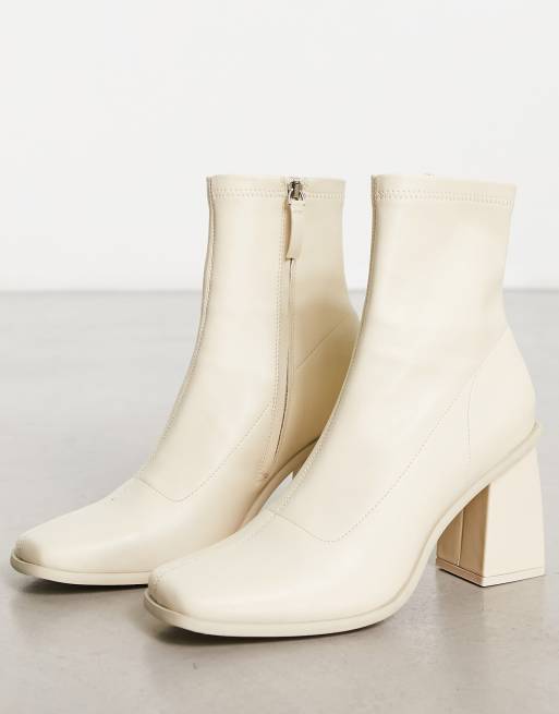 ASOS DESIGN - Bottines Chelsea à talon en imitation cuir - Crème, 4 de 4