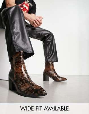 Bottines 2025 serpent marron