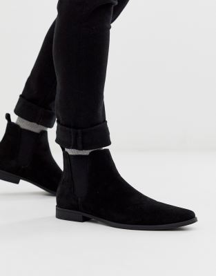 boots en daim noir homme