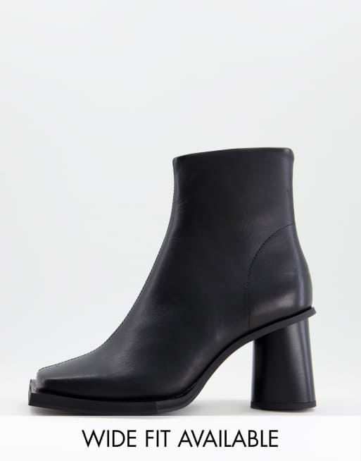 ASOS DESIGN - Bottines Chelsea avec bout ultra carré et talon rond en cuir - Noir
