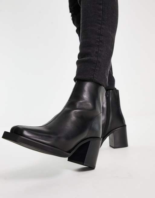 ASOS DESIGN Bottines Chelsea en cuir talon et bout angulaire