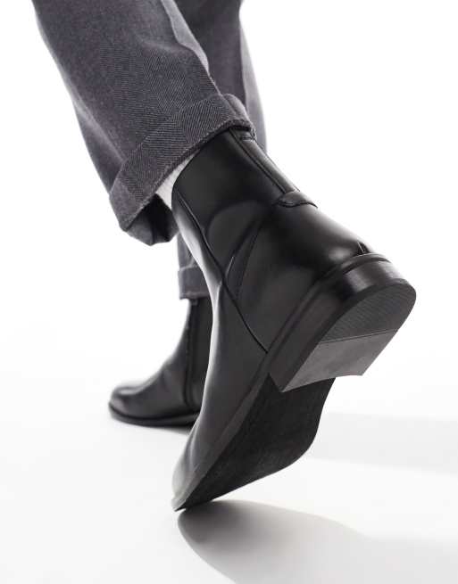 ASOS DESIGN - Bottines Chelsea en cuir avec fermetures éclair - Noir, 4 de 4