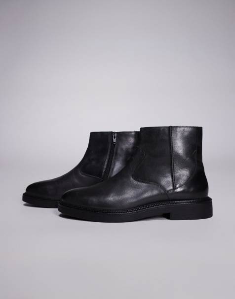 ASOS DESIGN - Bottines chelsea en cuir effet usé - Noir - view 1