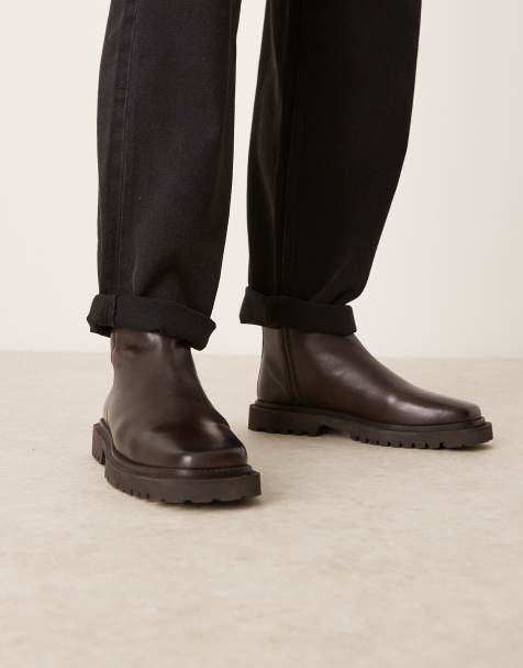 ASOS DESIGN - Bottines chelsea en cuir - Marron - view 1