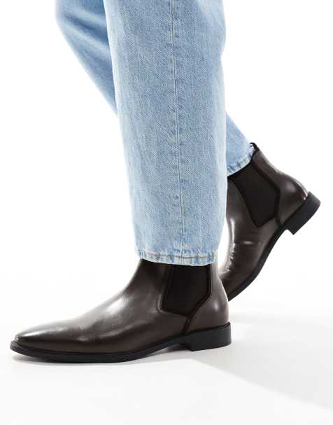 ASOS DESIGN - Bottines chelsea en cuir - Marron - view 1