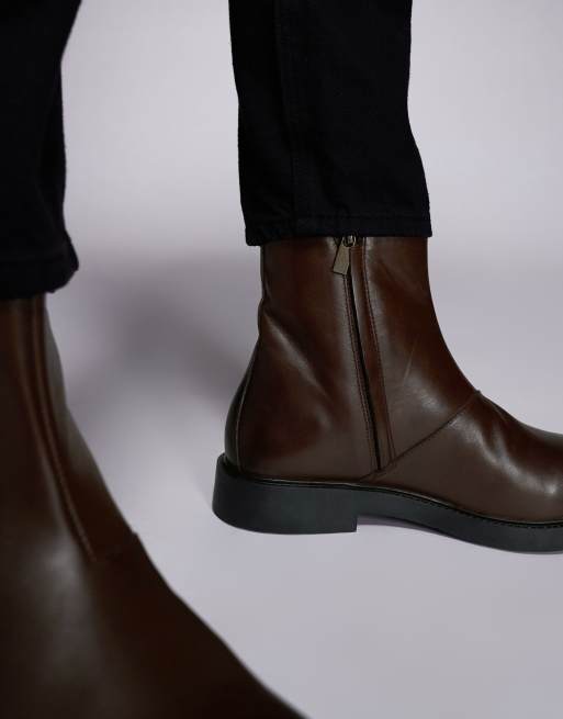 ASOS DESIGN - Bottines chelsea en cuir - Marron, 4 de 4