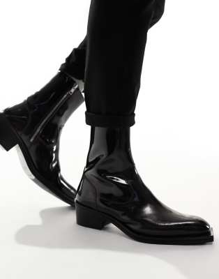 ASOS DESIGN chelsea boot in high shine burgundy - ASOS Price Checker