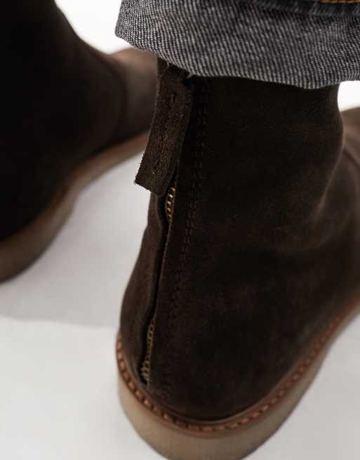 ASOS DESIGN Bottines chelsea en daim avec semelle en crêpe