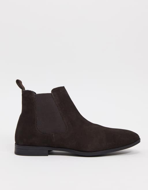 ASOS DESIGN - Bottines Chelsea en daim avec semelle noire - Marron