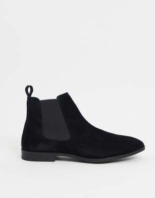 boots en daim noir homme