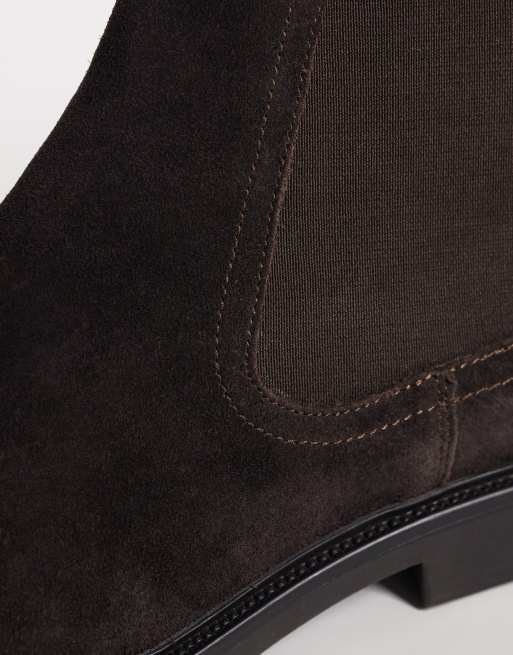 ASOS DESIGN bottines Chelsea premium en daim marron foncé, 3 de 4