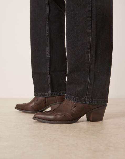 ASOS DESIGN - Bottines Chelsea style western à talon cubain - Marron - view 1