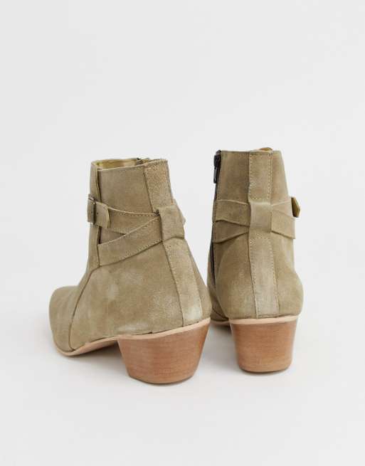 ASOS DESIGN - Bottines Chelsea style western et talon cubain en daim - Taupe, 4 de 4