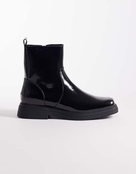 ASOS DESIGN - Bottines chelsea vernies à bout carré - Noir - view 1