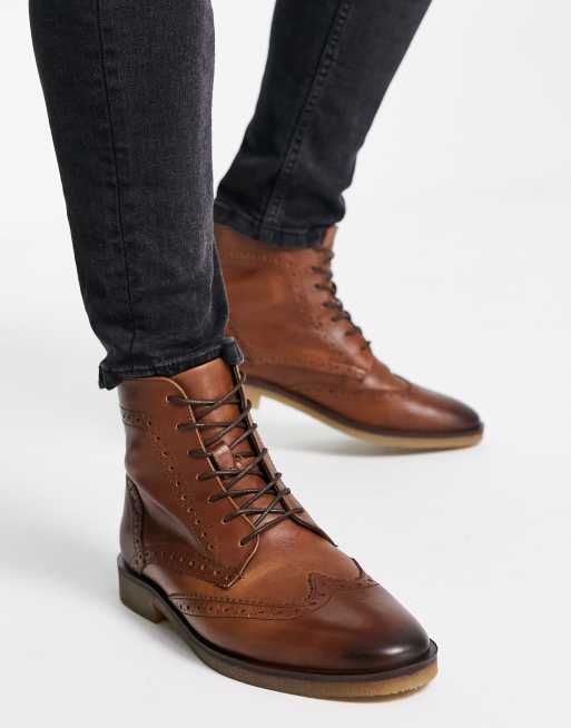 ASOS DESIGN Bottines richelieu en cuir avec semelle naturelle