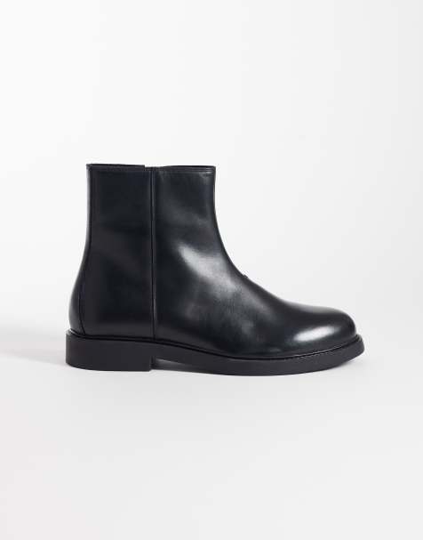 ASOS DESIGN - Bottines zippées en cuir - Noir - view 1