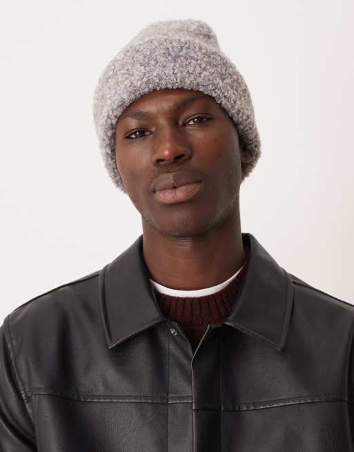 ASOS DESIGN boucle beanie in gray