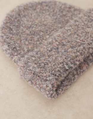 Asos Design Boucle Beanie In Gray