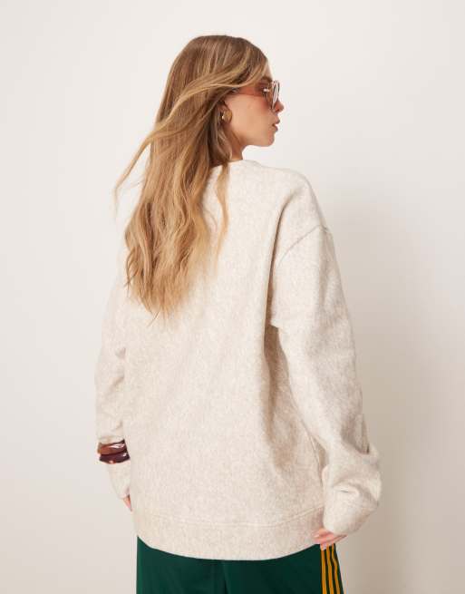 ASOS DESIGN boucle henley sweatshirt in oatmeal, 3 of 4