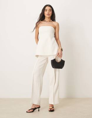 ASOS DESIGN - Bouclé-Hose in Wollweiß, Kombiteil-Neutral