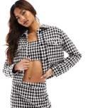 ASOS DESIGN boucle jacket in mono houndstooth (part of a set)-Multi