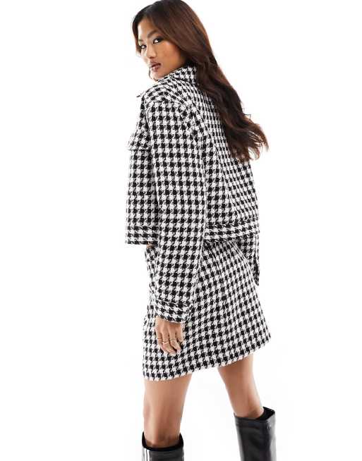 Houndstooth Boucle Blazer Dress