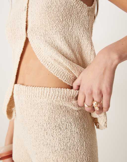ASOS DESIGN boucle knit mirco shorts in ecru (Part of a set), 2 of 5