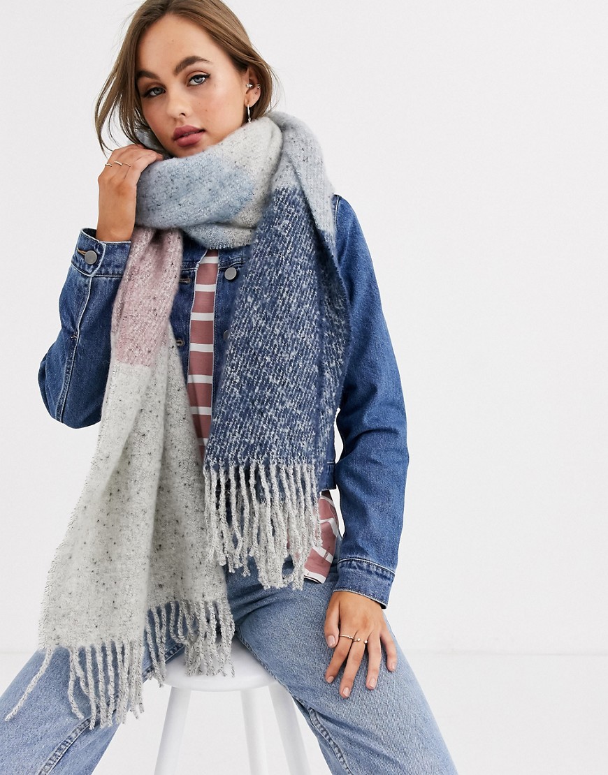 ASOS DESIGN boucle knit pastel colourblock long scarf-Multi