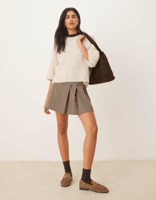Asos Design Bouclé Knit Short Sleeve T-shirt In Neutral