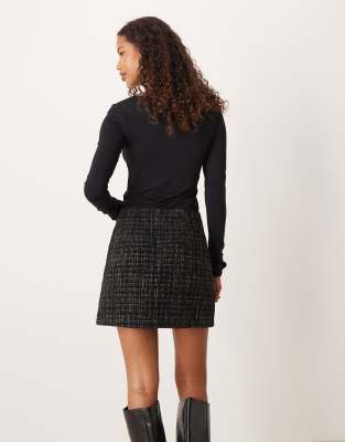 Asos Design Boucle Mini Skirt In Black