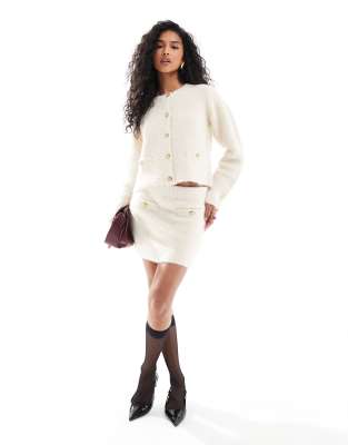 Asos Design Boucle Mini Skirt - Part Of A Set-white
