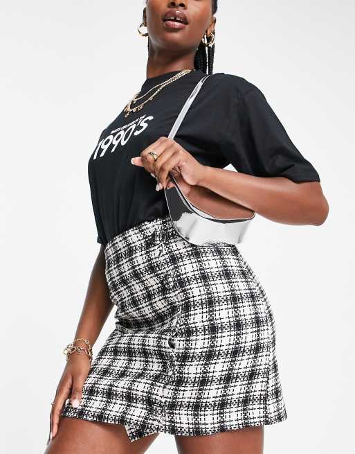 Gingham shop button skirt