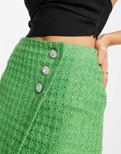 Topshop green 2025 boucle mini skirt