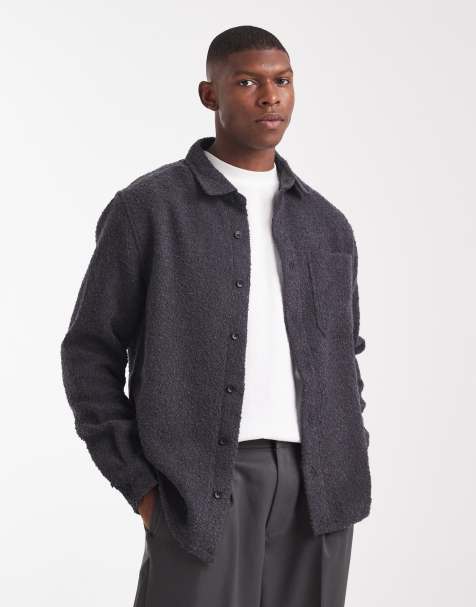 ASOS DESIGN - Bouclé overshirt in grijs - view 1