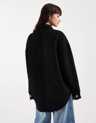 Asos Design Bouclé Oversized Shacket In Multi