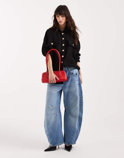 ASOS DESIGN bouclé oversized shacket in black, 3 of 4