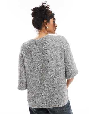 Asos Design Boucle Oversized T-shirt In Gray