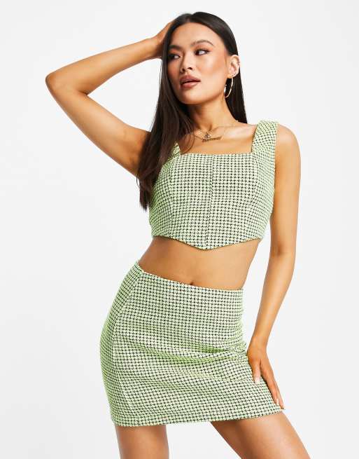 ASOS DESIGN boucle suit micro mini skirt in neon | ASOS